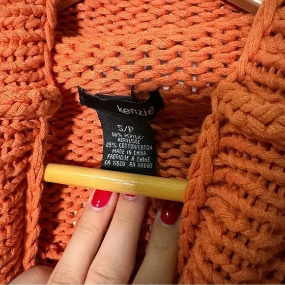 Tangerine knitted cowl neck short sleeve tunic sweater S - Picture 5 of 5